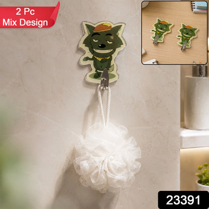Cartoon Self Adhesive Wall Hooks for Kitchen Mixed Designs (2 Pc)