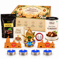Diwali Gift Hamper with Choco Magic Pouch & Choco Almonds, Kalash, Tealights & Shubh-Labh Decor