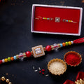 Multicolour Crystal Rakhi Pack of 6 with AD Stone Solitaire