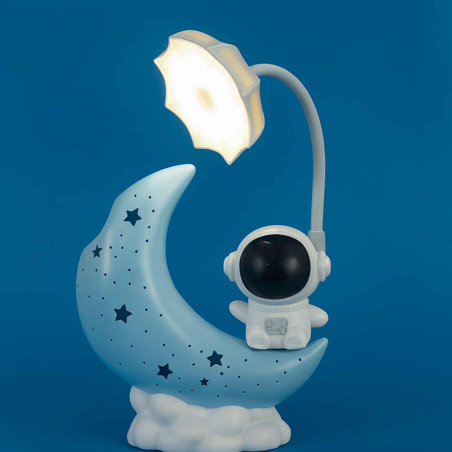 Astronaut Moon LED Night Lamp with Warm Light for Kids Bedroom & Desk (BLUE)