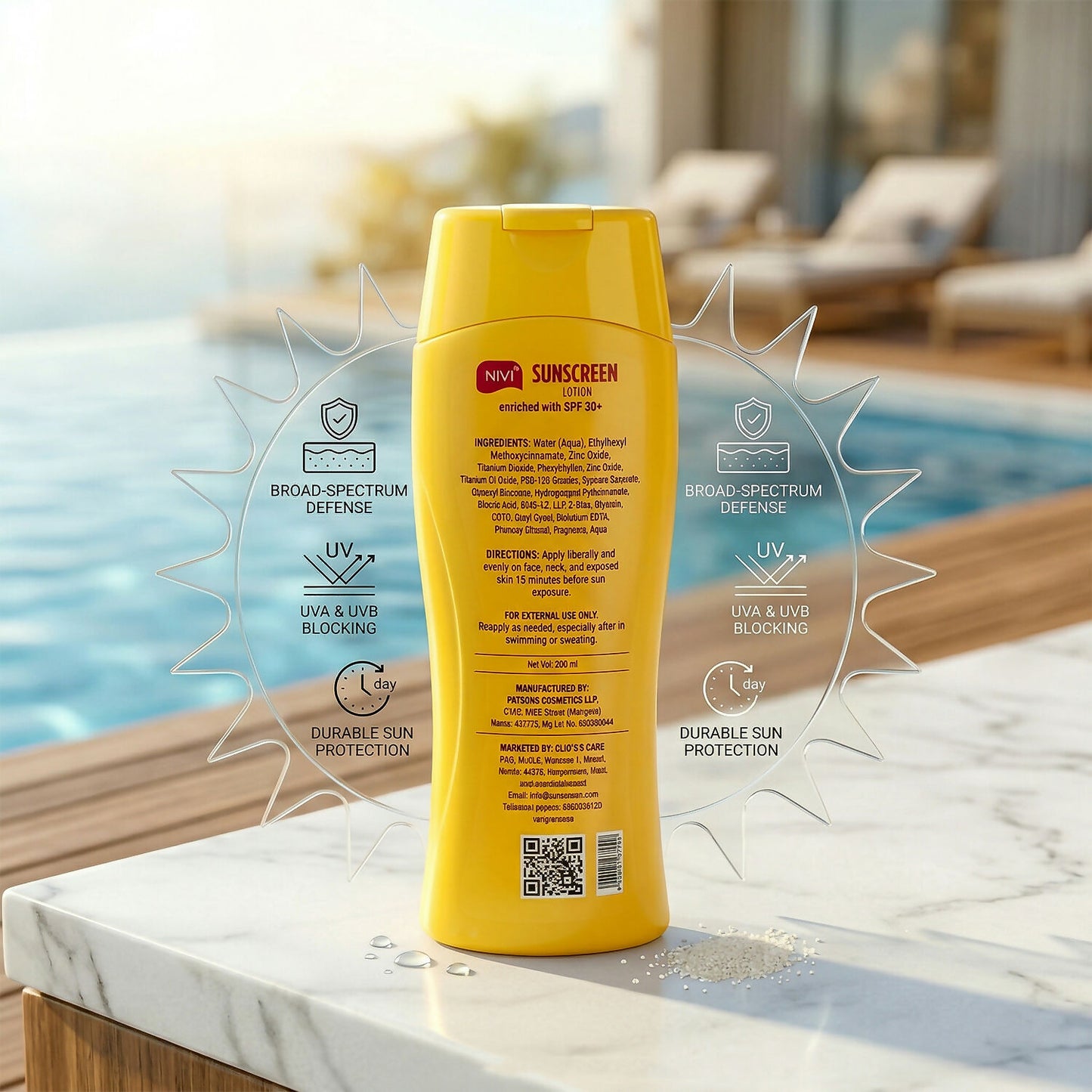Nivi Sunscreen Lotion SPF 30 UVA UVB Protection Daily Skin Care (200 Ml)