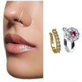 Non-Piercing Nose Clip Set – Gold & Silver Combo with AD Stones