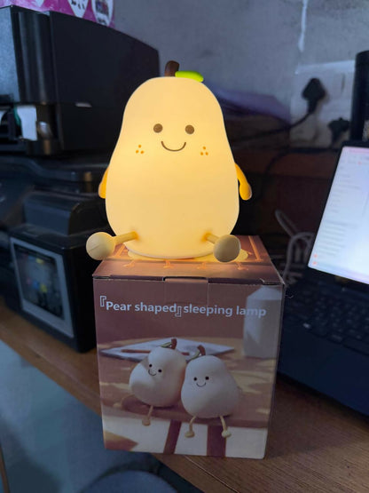 Cute Pear Silicone Night Lamp – Multi-Color LED Bedside Light for Kids Room