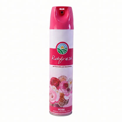 Rose fragrance air freshener spray in hands