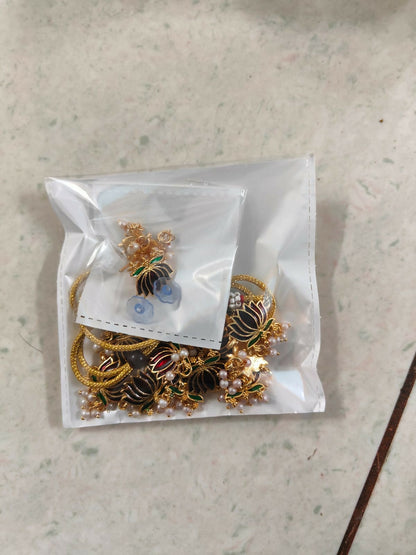 Elegant Gold-Toned Pearl & American Diamond Cluster Choker Set