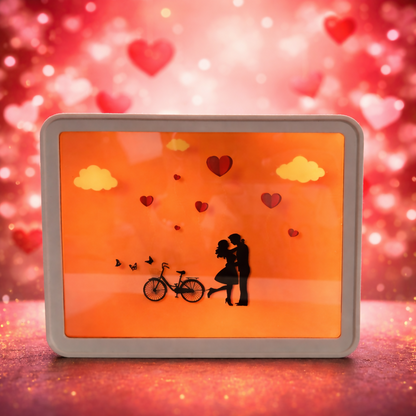 Romantic LED Shadow Light Box | Couple Love Night Lamp | Warm Orange Glow