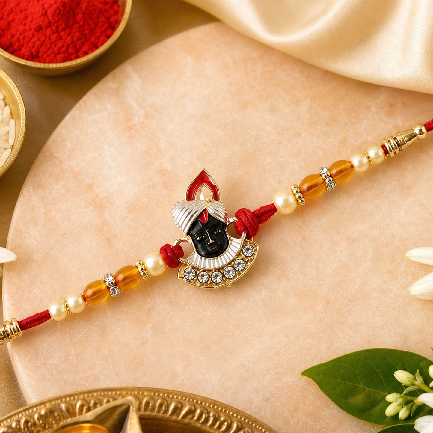 Shrinathji Beaded Rakhi with Choco Magic, Pack of 2