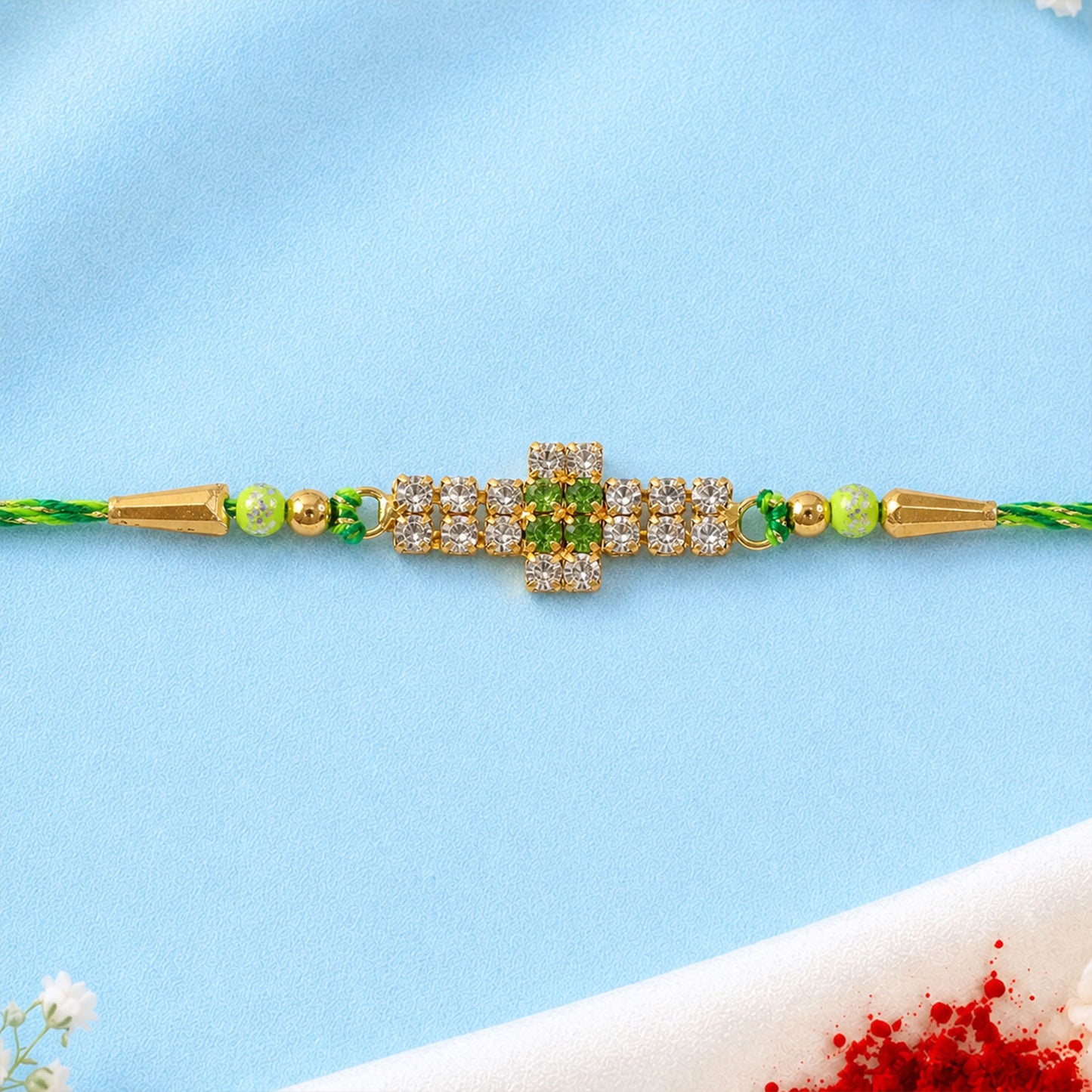 Cross Motif Stone Band Rakhi for Brother Gifting (Pack of 6)