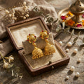 Traditional Floral Jhumka Earrings with Beaded Drops for Women (1 Pair)