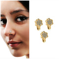 Gold-Plated Flower CZ Non-Piercing Nose Clip Set – Elegant 3-Pack