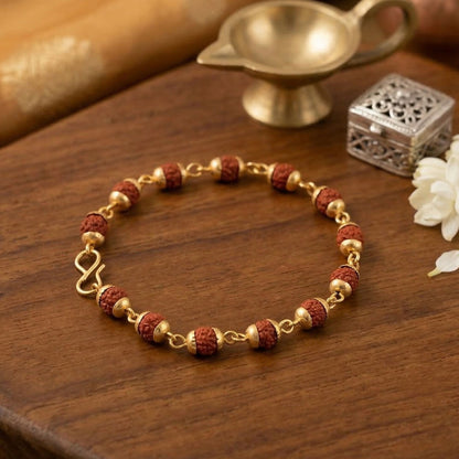 Circular pendant detail on Rudraksha necklace