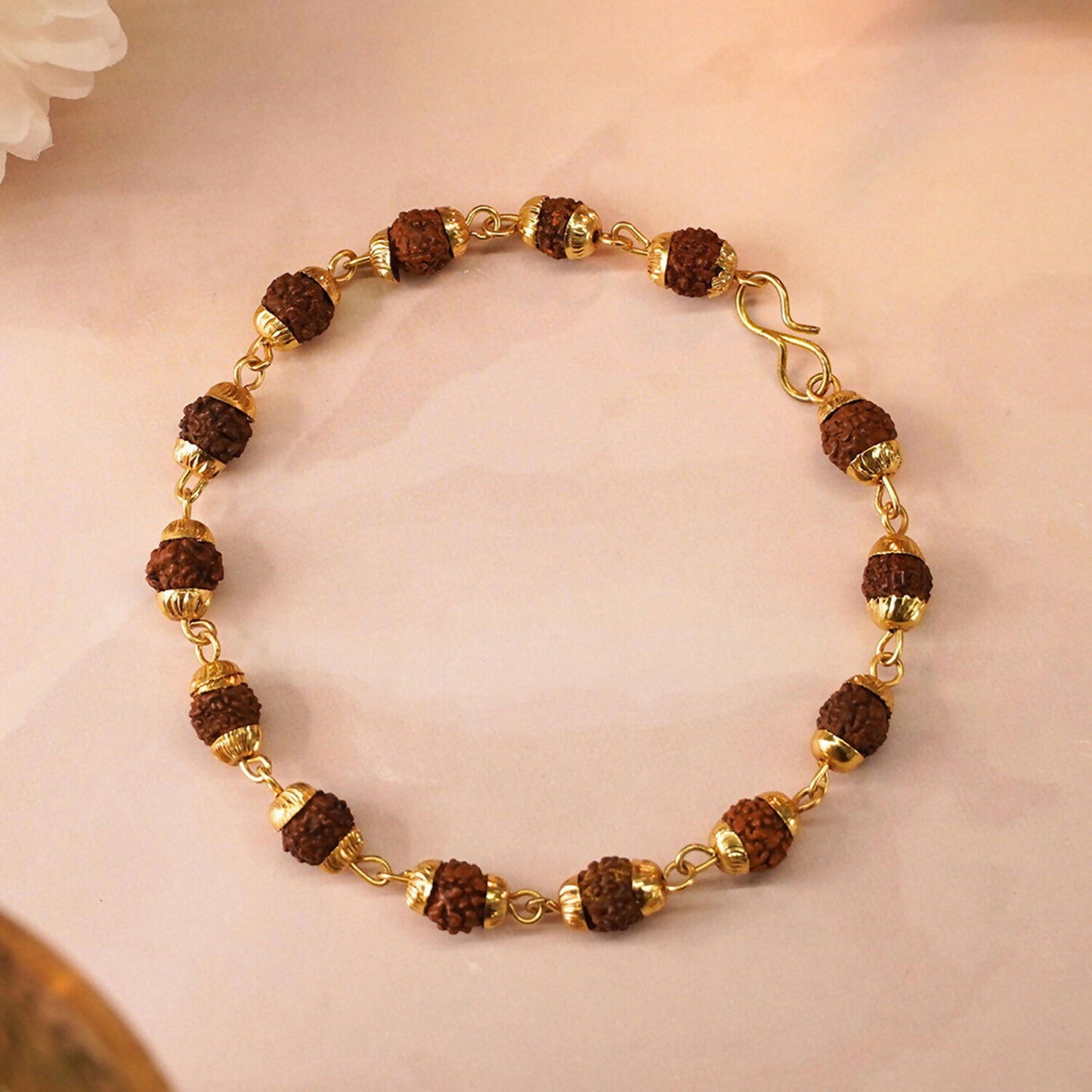 Rudraksha Gold Necklace & Bracelet Set with Mandala Pendant