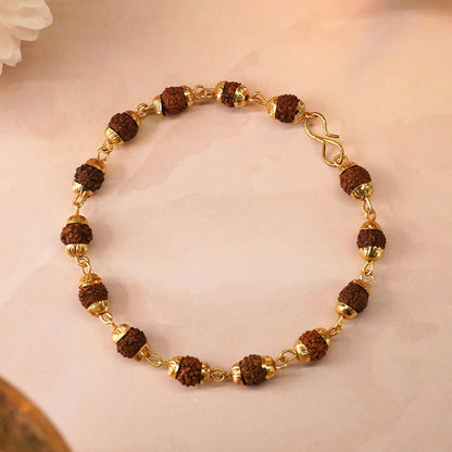 Rudraksha Gold Necklace & Bracelet Set with Mandala Pendant