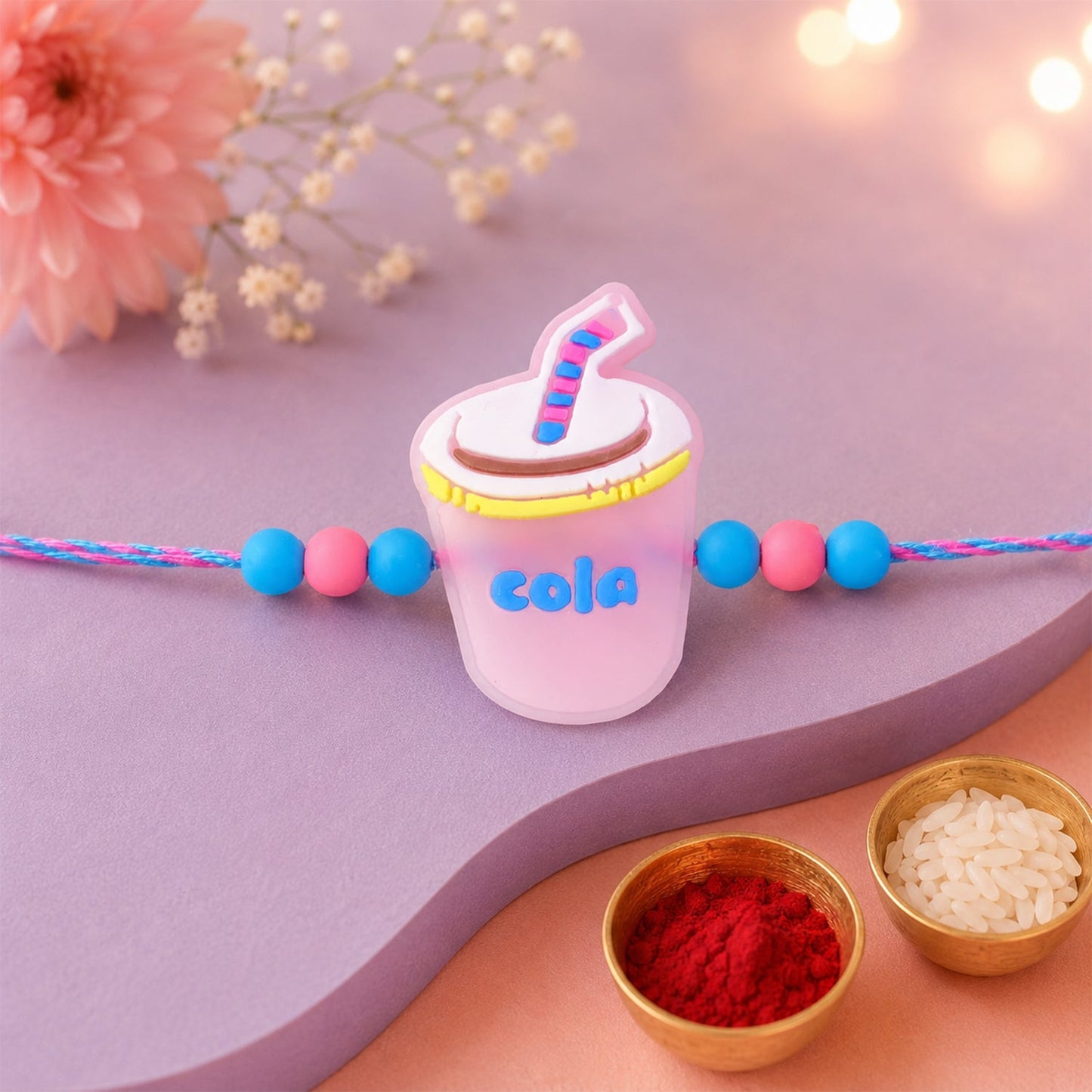 Cold Drink Cup Charm Rakhi Kids Beaded Designer for Brother (5pcs)
