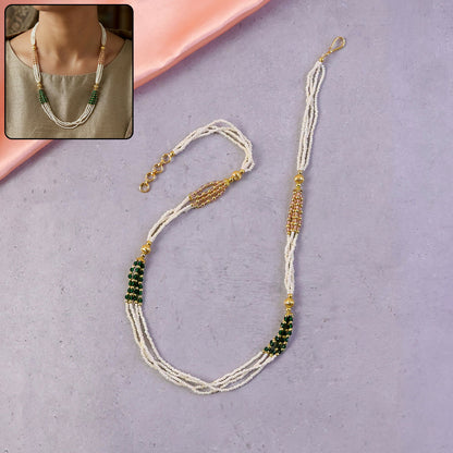 Elegant Beaded Handmade Pearl Necklace Traditional Ethnic Mala for Women