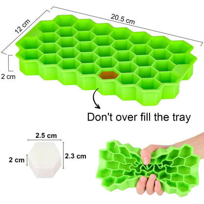 Flexible silicone ice tray bending to release ice cubes easily