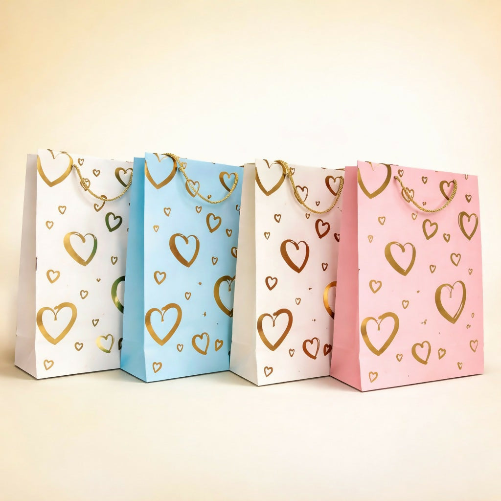 Heart Design Gift Paper Bag with Handle 1 Piece