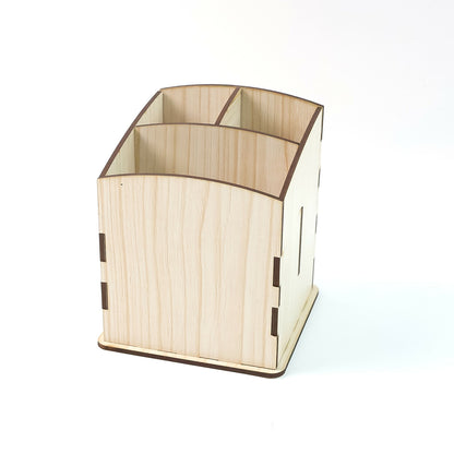 Khyati Wooden Pen Stand – Cube Shape Desk Organizer with Multi-Section Storage