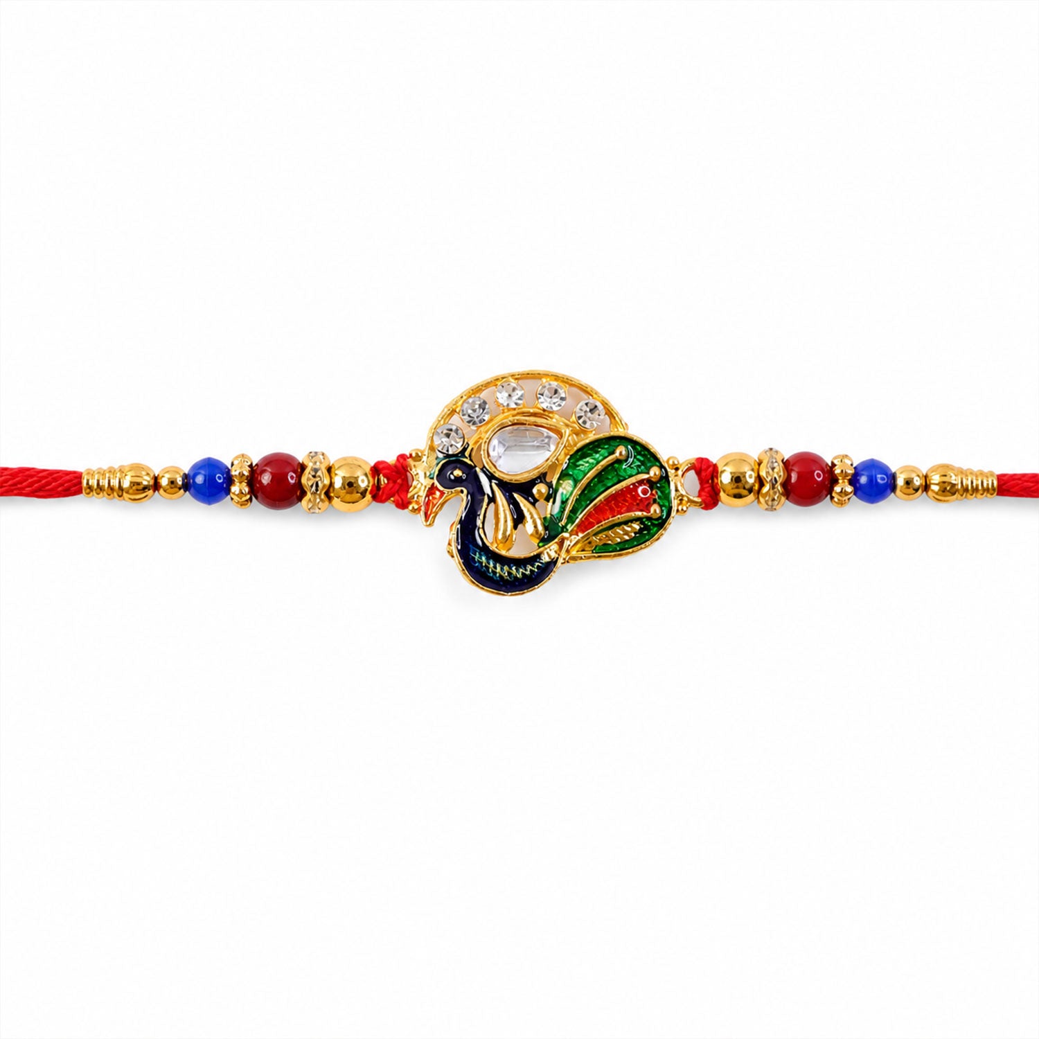 Peacock Stone Kundan Beaded Rakhi for Brother (10pcs)