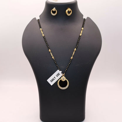 Gold Plated AD Mangalsutra Set with earrings for women