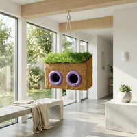Coir Fiber Bird House with Artificial Grass Roof for Garden Balcony