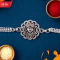 Mahadev Shiva Motif Oxidised Silver Chain Rakhi (10pcs)