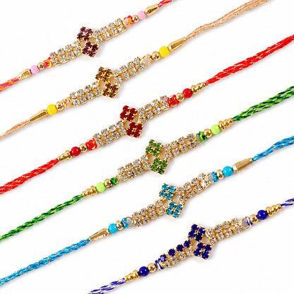 Floral Motif Long Bar Rakhi for Raksha Bandhan (Pack of 6)