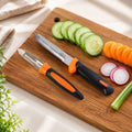 Premium Orange Black 2-Piece Kitchen Knife Set with Sharp Steel Blades & Grip