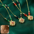 Multicolor Bead Necklace – Elegant Floral Drop Pendant for Traditional Wear
