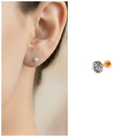 Gold Plated AD Solitaire Labret Stud earings for women and girls