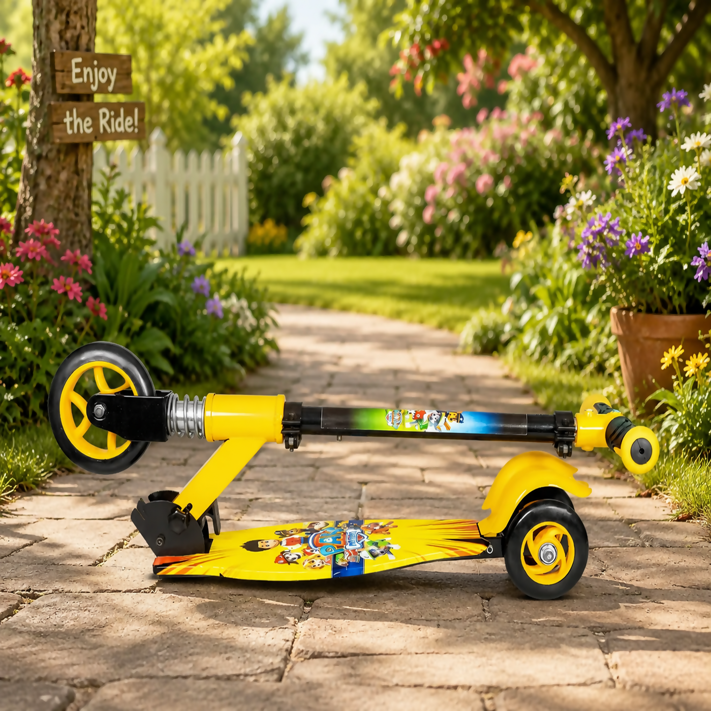KIXY Kids 3 Wheel Foldable Scooter with Adjustable Height Handlebar
