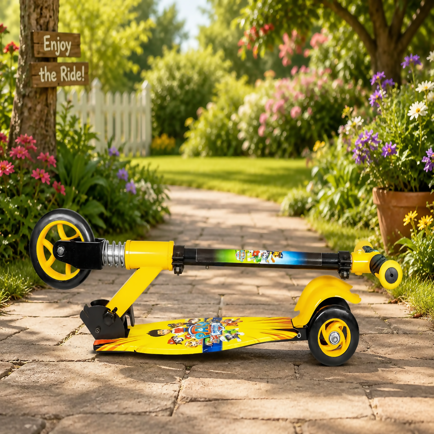 KIXY Kids 3 Wheel Foldable Scooter with Adjustable Height Handlebar