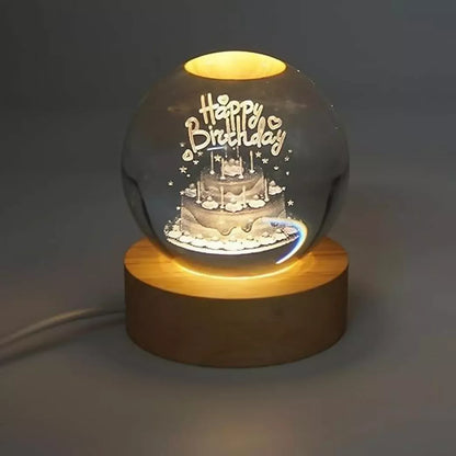 Premium crystal ball Happy Birthday lamp with warm LED light