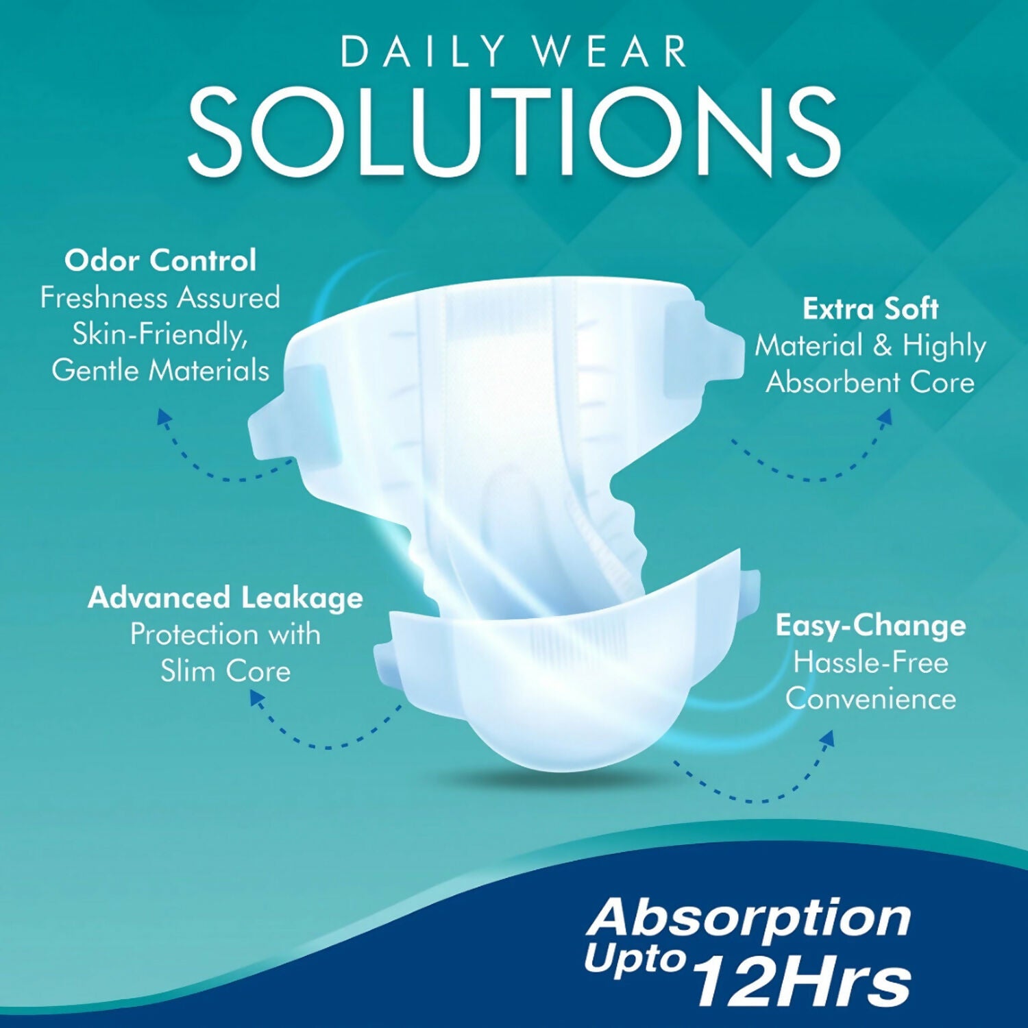 Adult Taped Diaper with Antibacterial Properties – Leakproof, Up to 10 Hours of Protection