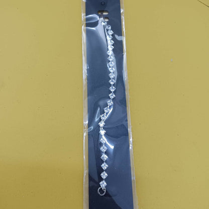 Silver Plated Square Ad Stone Chain Bracelet