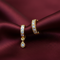 Gold Plated AD Crystal Nose Hoop Ring with Teardrop Dangle Combo Pack of 2