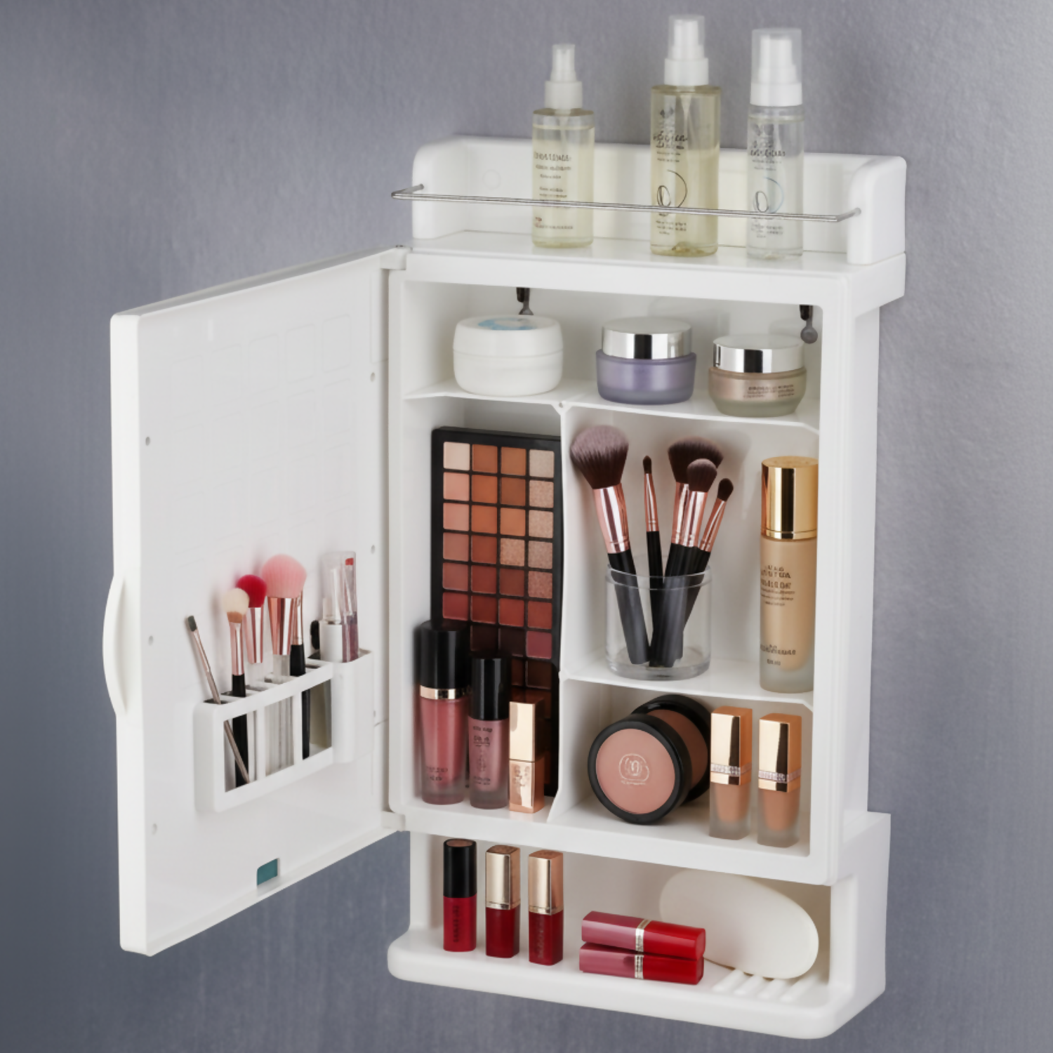Professional Wall-Mount Makeup Studio With High-Gloss Finish & Mirror