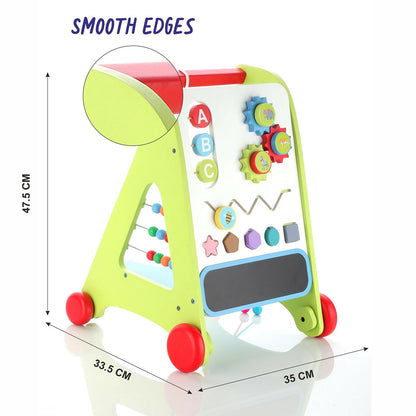 Aditi Wooden Baby Walker for Kids, Baby Walker with 6 Activities/Games