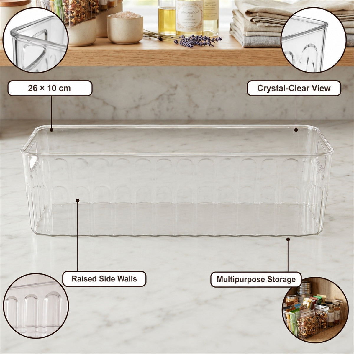 Plastic Fridge Organizer Basket – Clear Storage Solution for Kitchen - key features