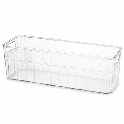 Plastic Fridge Organizer Basket – Clear Storage Solution for Kitchen - white background