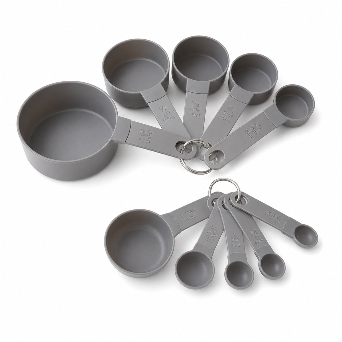 Plastic Measuring Cups and Spoons Set – Accurate Kitchen Tools - white background