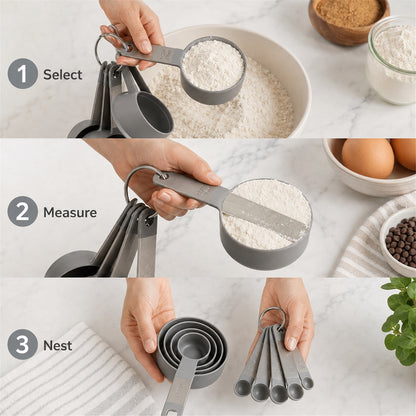 Plastic Measuring Cups and Spoons Set – Accurate Kitchen Tools - usage guide