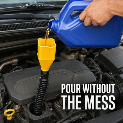 Flexible Plastic Funnel – Spill-Free Car Oil Fuel Filling - lifestyle view