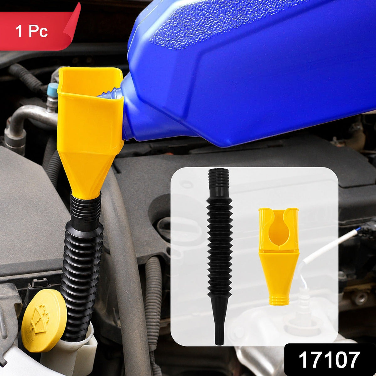Flexible Plastic Funnel – Spill-Free Car Oil Fuel Filling - SKU 17107_multi_plastic_flexible_funnel