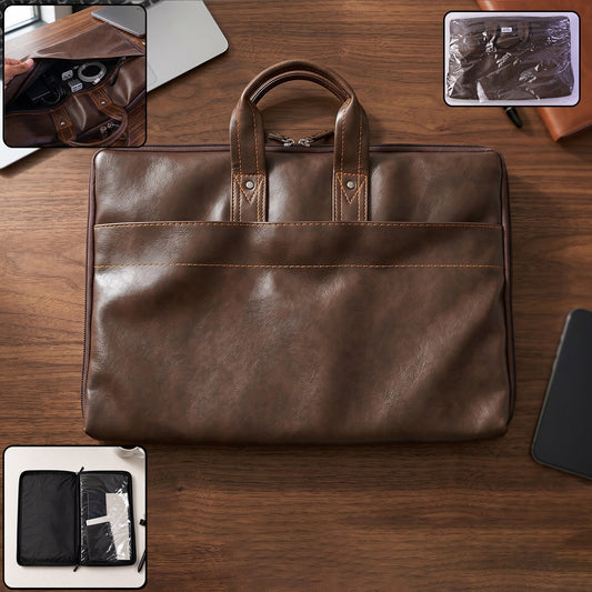 Leather Laptop Bag – Stylish & Durable Office Briefcase - clean product hero