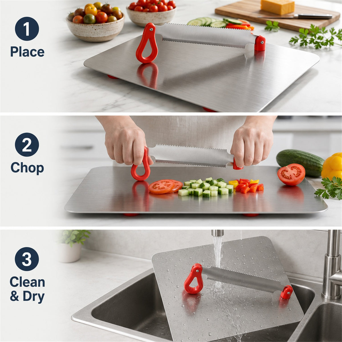 Stainless Steel Multipurpose Chopping Board – Hygienic & Durable for Kitchen - usage guide
