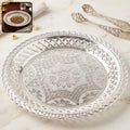Decorative Silver Serving Tray – Elegant Round Floral Design
