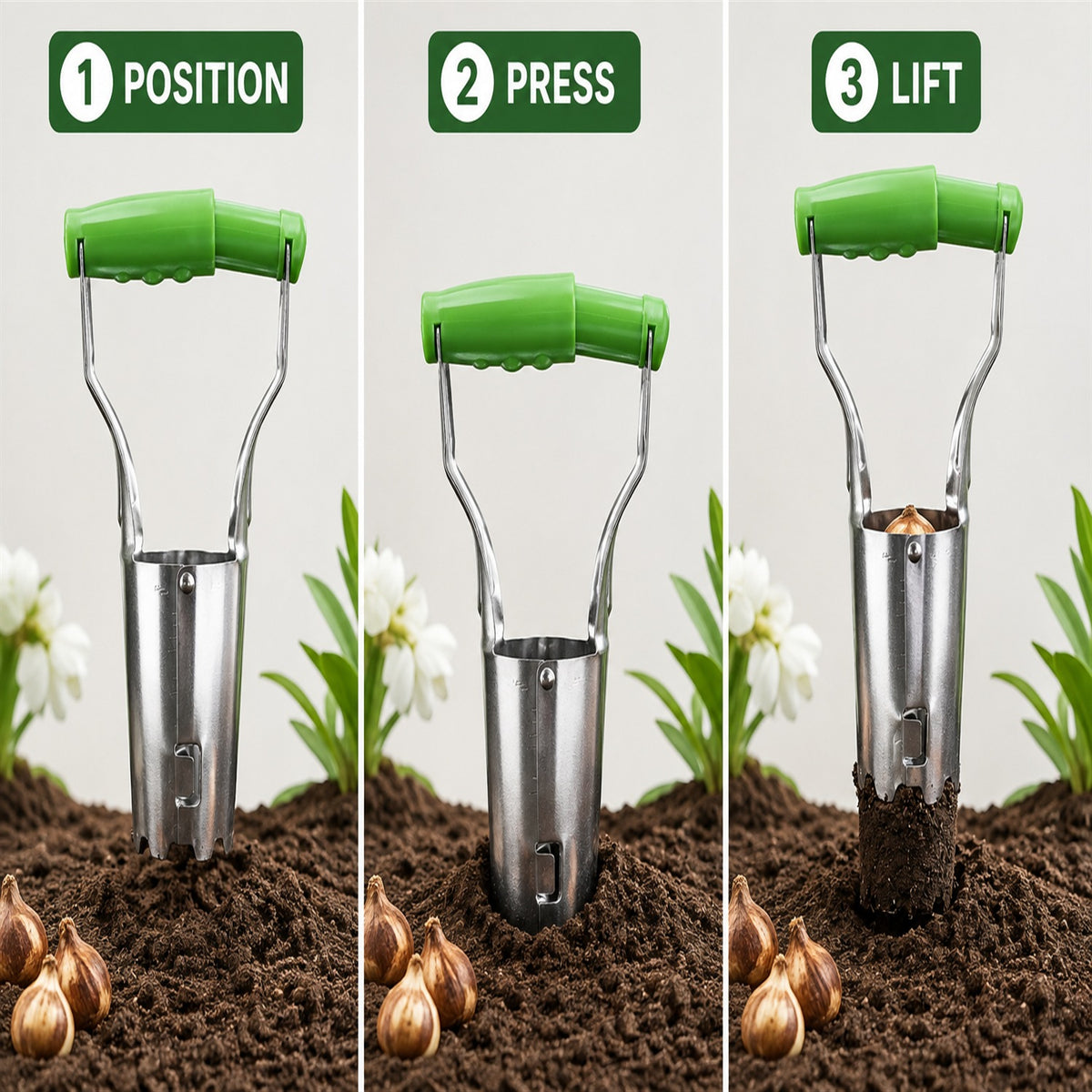 Garden Bulb Planter – Neat Planting with Depth Marks and Steel Build - usage guide