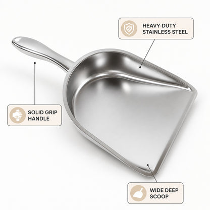 Stainless Steel Dustpan – Heavy Duty Cleaning Tool with Handle - key features