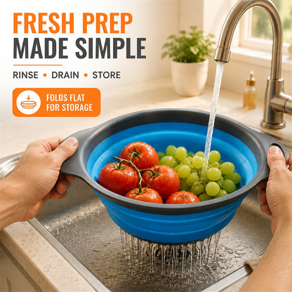 Foldable Silicone Strainer – Space-Saving Kitchen Drainer with Handles - lifestyle view